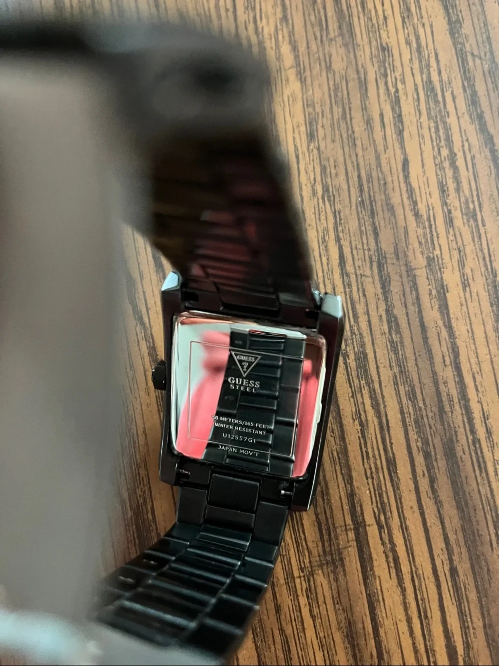 GUESS Black Men’s Rectangular Stainless Steel Watch